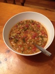 Minestrone soup in the bowl