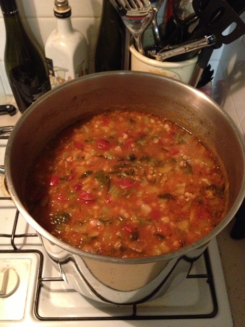 Minestrone soup in the pot