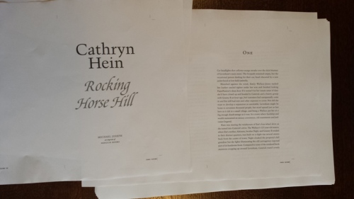 Rocking Horse Hill by Cathryn Hein first page proofs