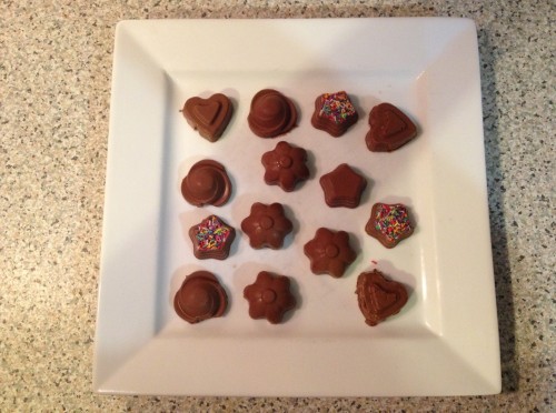 The finished chocolates on a plate